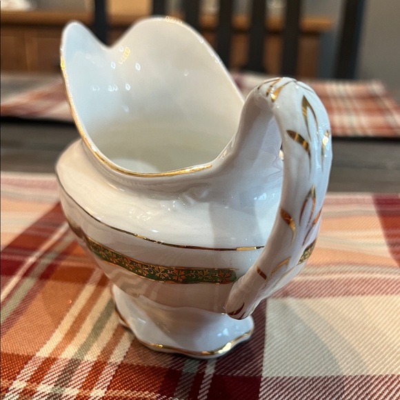 Edwin M. Knowles Gravy Boat White with Green & Gold Trim - Picture 5 of 16